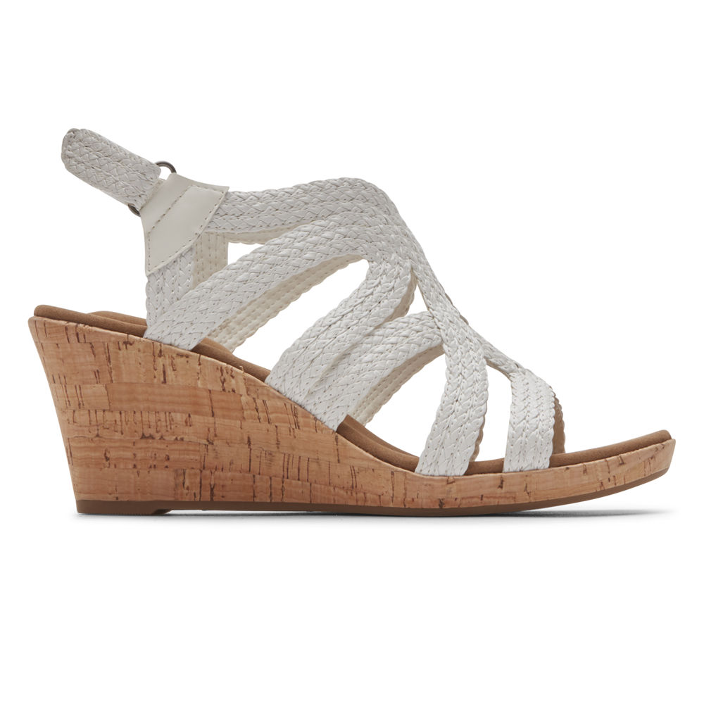 Rockport Sandaler Dame Hvite - Briah Braided - SLKQ85470